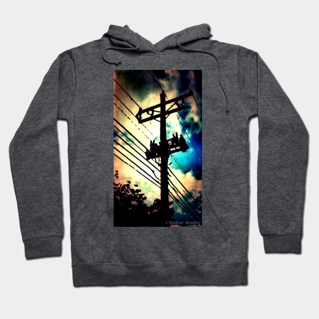 Telephone Pole with Early Morning Sky Hoodie by AleHouseDrae